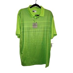 PGA Tour Pro Series Mens XL Green Flash Striped Performance Golf Polo Shirt NEW